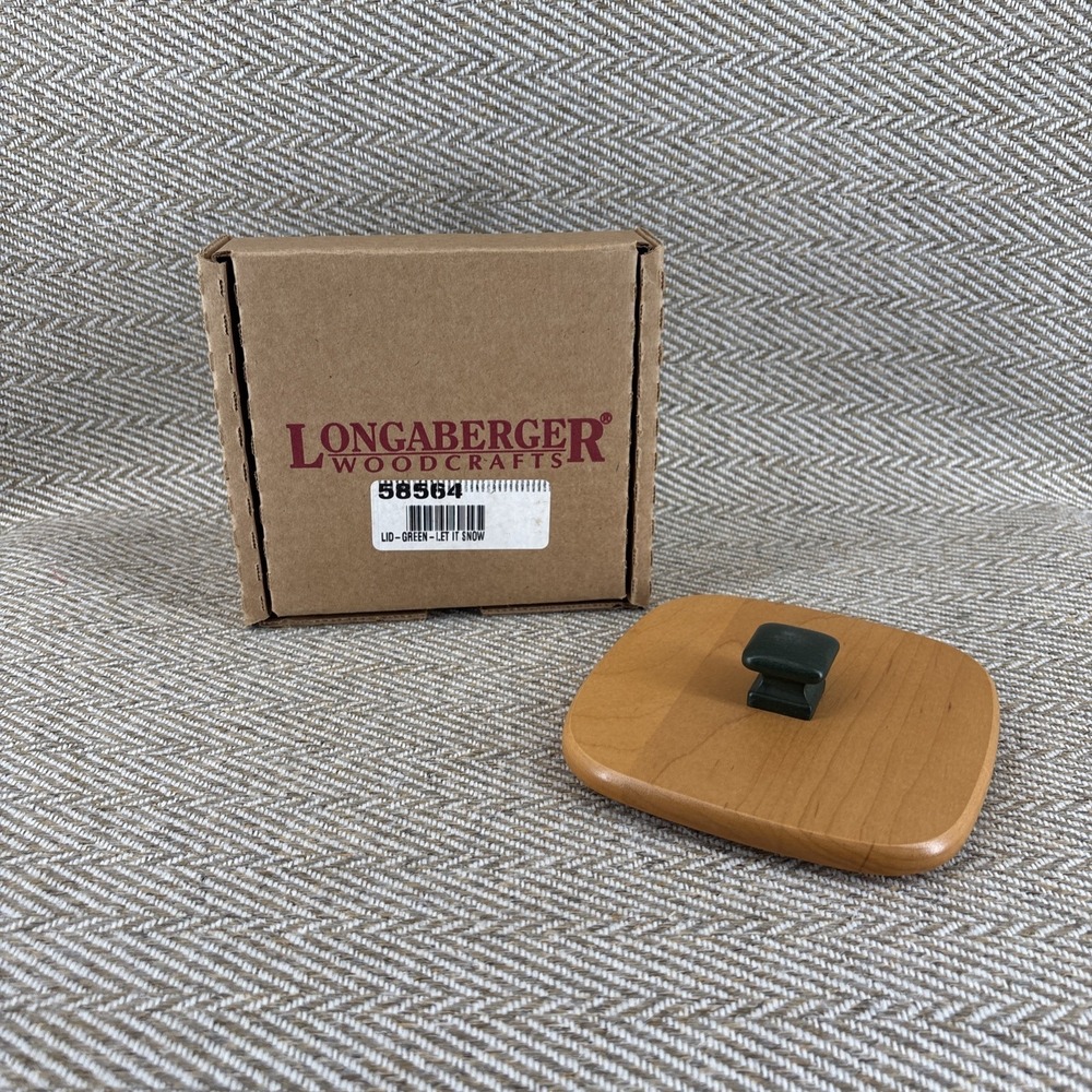 Longaberger Woodcrafts Basket Wood Lid Let It Snow #58464 Green